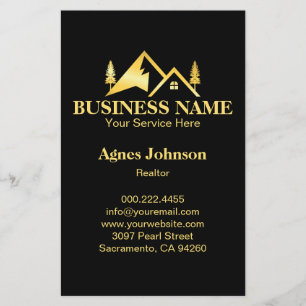 Schwarzes Gold Minimales Immobilienmakler-Haus Flyer