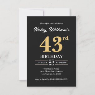 Schwarzes Gold Minimalistisch Modern Einfach 43. G Einladung