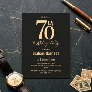 Schwarzes Gold mit fetter Typografie - 70. Geburts Einladung