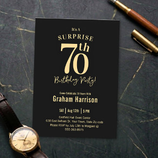 Schwarzes Gold mit fetter Typografie zum 70. Gebur Einladung