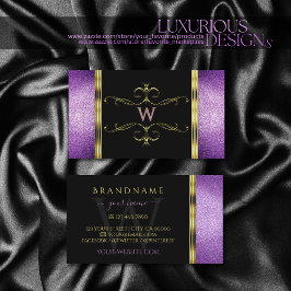 Schwarzes Gold mit Lila Glitzer Visitenkarte