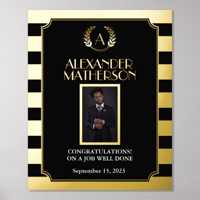 Schwarzes Gold Moderne Foto Glückwünsche gut gemac Foliendrucke (Vorderseite)