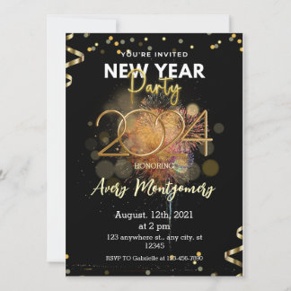 Schwarzes Gold Moderne Neujahrs-Party Einladung