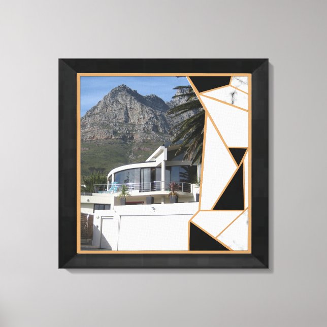 Schwarzes Gold Modernes Geometrisches Abstrakt Leinwanddruck (Vorderseite)