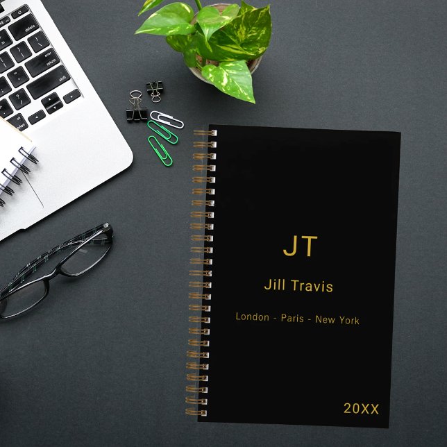 Schwarzes Gold modernes minimalistisches Luxusdesi Notizbuch (Von Creator hochgeladen)