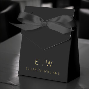 Schwarzes Gold Modernes Minimalistisches Monogramm Geschenkschachtel
