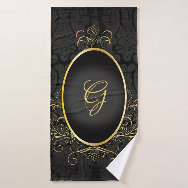 Schwarzes Gold Monogram Classic Royal Style Handtu Badehandtuch (Badehandtuch)