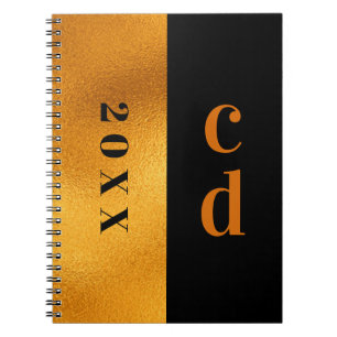 Schwarzes Gold Monogram, modern minimalistisch Notizblock