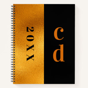 Schwarzes Gold Monogram, modern minimalistisch Notizbuch