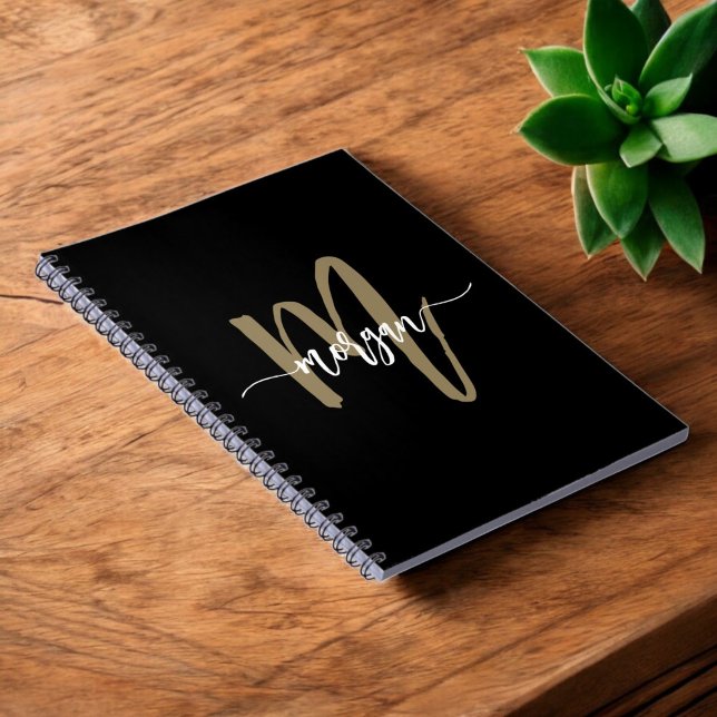 Schwarzes Gold Monogram Professional Büro Notizblock (Von Creator hochgeladen)