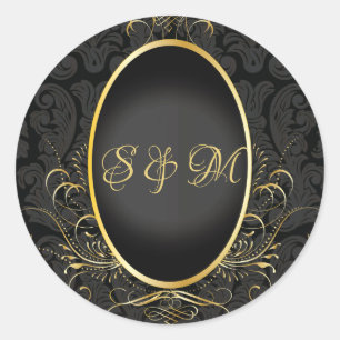Schwarzes Gold Monogram Sticker für Royal Style
