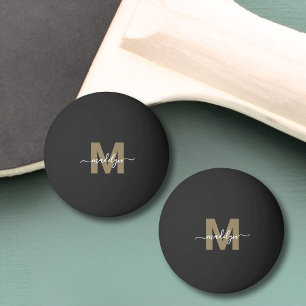 Schwarzes Gold Monogramm Anfangsname Tischtennisball