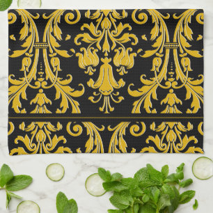 Schwarzes Gold Monogramm Benutzerdefinierter Name Geschirrtuch