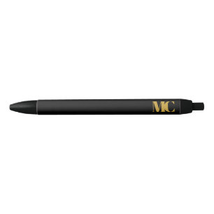 Schwarzes Gold Monogramm Elegant Modern Kugelschreiber
