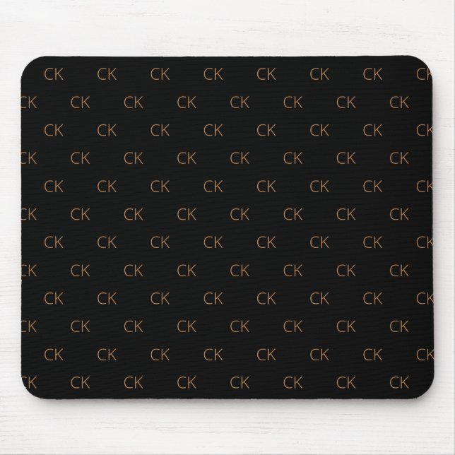 Schwarzes Gold Monogramm Initialen elegant minimal Mousepad (Vorne)