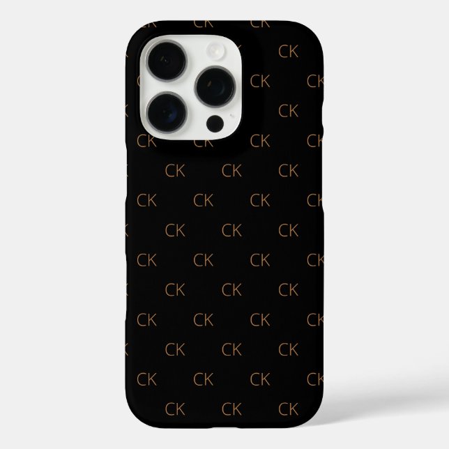 Schwarzes Gold Monogramm Initialen moderner Minima Case-Mate iPhone Hülle (Rückseite)