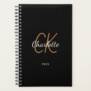 Schwarzes Gold Monogramm Initialen Name minimalist Planer