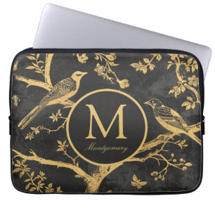 Schwarzes Gold-Monogramm  Laptopschutzhülle