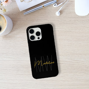 Schwarzes Gold Monogramm Moderne Eleganz Case-Mate iPhone Hülle