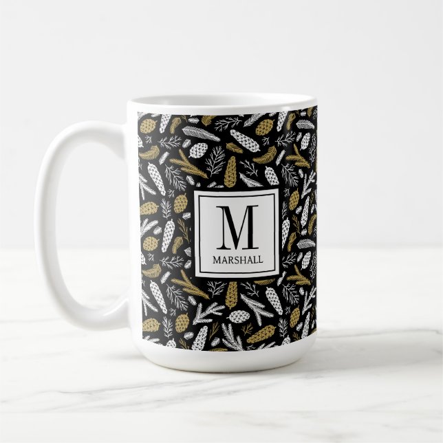 Schwarzes Gold-Monogramm Weihnachten Kaffeetasse (Links)