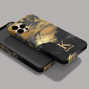 Schwarzes Gold monogrammiert Name elegant  Case-Mate iPhone 14 Hülle