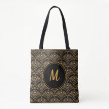 Schwarzes Gold Muster Art Deco Monogram personalis