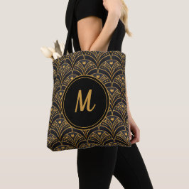 Schwarzes Gold Muster Art Deco Monogram personalis