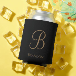 Schwarzes Gold personalisierter Name und Monogramm Dosenkühler