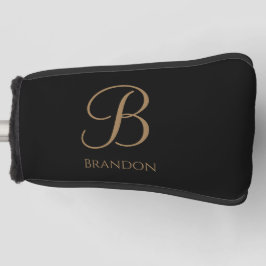 Schwarzes Gold personalisierter Name und Monogramm Golf Headcover