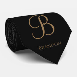 Schwarzes Gold personalisierter Name und Monogramm Krawatte