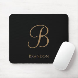 Schwarzes Gold personalisierter Name und Monogramm Mousepad