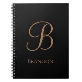 Schwarzes Gold personalisierter Name und Monogramm Notizblock