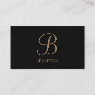 Schwarzes Gold personalisierter Name und Monogramm Visitenkarte