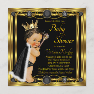 Schwarzes Gold Prinz Juwel Babyparty Einladung