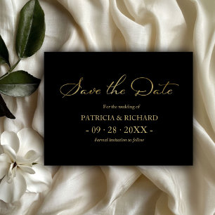 Schwarzes Gold QR-Code Hochzeit Termin vormerken Postkarte