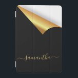 Schwarzes Gold reißen moderne, elegante Monogramm  iPad Mini Hülle<br><div class="desc">Elegant, unterhaltsam und modern in Schwarz, Imitat Gold Metall und Weiß. Mit einer Illusion des Abreißeffekts. Personalisieren Sie Ihren Namen und fügen Sie ihn hinzu. Der Name ist mit einem modernen handgeschriebenen Stilskript geschrieben. Goldene Buchstaben. Um die Swashes behalten, löschen Sie nur den Beispielnamen, verlass die Leerzeichen oder Emoji's vor...</div>