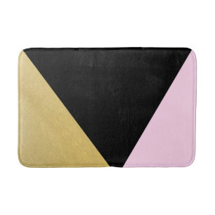 Schwarzes Gold & Rosa Farbblock Mod Glam Dreiecke Badematte
