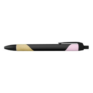 Schwarzes Gold & Rosa Farbblock Mod Glam Dreiecke Kugelschreiber