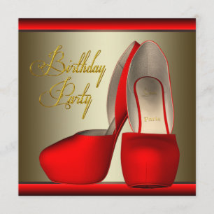 Schwarzes Gold rotes High Heel Schuhe Geburtstagsf Einladung