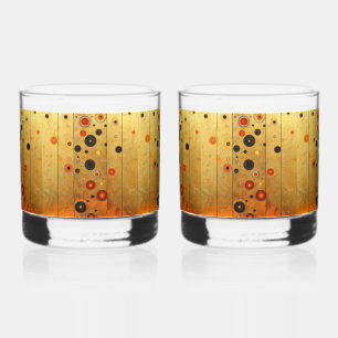 Schwarzes Gold rotes modernes geometrisches Muster Whiskyglas