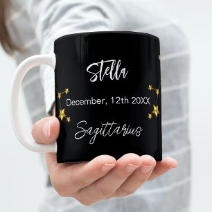 Schwarzes Gold Sagittarius Sternkonstellation Gebu Kaffeetasse