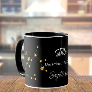 Schwarzes Gold Sagittarius Sternkonstellation Gebu Tasse