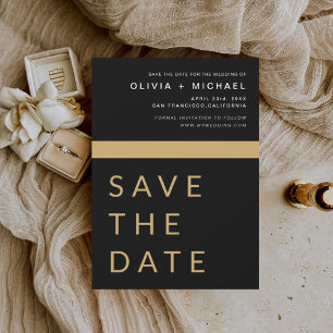 Schwarzes Gold Save the Date Elegantes Gold