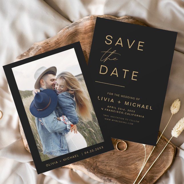Schwarzes Gold Save the Date Foto Minimalistisch E (Von Creator hochgeladen)