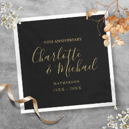 Schwarzes Gold-Signatur zum 50. Hochzeitstag Serviette
