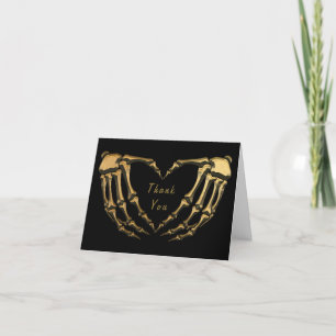 Schwarzes Gold Skelett Gothic Hands Liebe Herzform Dankeskarte