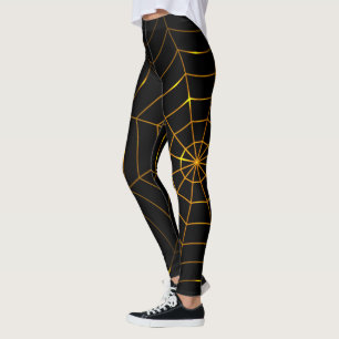 Schwarzes Gold Spinnennetz Halloween Design Leggings