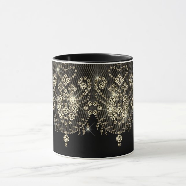 Schwarzes Gold Spitzendiamant glänzen elegantes Ju Tasse (Zentrum)