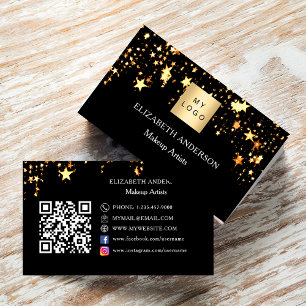 Schwarzes Gold-Sterne-Logo QR-Code für soziale Med Visitenkarte