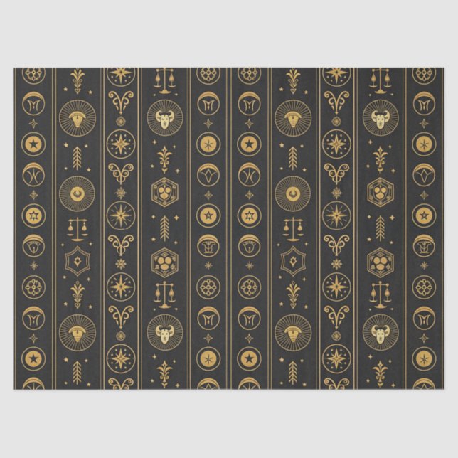 Schwarzes Gold Sternzeichen (1) Seidenpapier (Vorderseite)